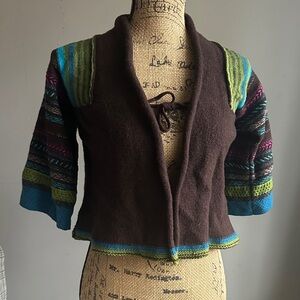 Free People Brown and Blue Cardigan Sweater